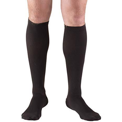 Truform Compression Socks, 30-40 mmHg, Men's Dress Socks, Knee High Over Calf Length, Black, X-Large (30-40 mmHg)