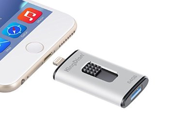 [Apple MFI Certified] KingDian OTG USB Flash Drive for iPhone SE 5, 5s, 5c, 6, 6 Plus, 6s, 6s Plus, iPad Mini 1, 2, 3, 4, iPad 4, Air, Air 2, iPad Pro (64GB, Silvery)
