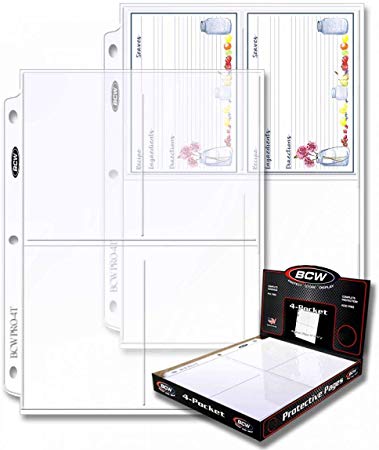 BCW Pro 4-Pocket Photo Protective Page, Holds 3.5" x 5.25" Photos or Postcards (25-Count)