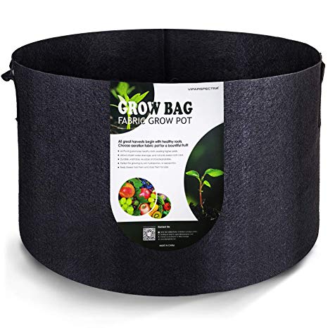 VIPARSPECTRA 10-Pack 10 Gallon Grow Bags - Thickened Nonwoven Aeration Fabric Pots Container with Heavy Duty Durable Handles for Garden Indoor Plants