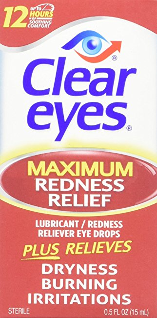 Clear Eyes Maximum Strength Redness Relief - Relieves Dryness, Burning, and Irritations - Up to 12 Hours of Soothing Comfort - 0.5 Fl Oz