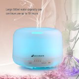 Arespark 500ML Essential Oil Diffuser Portable Ultrasonic Aroma Humidifier with 7 Color Changing LED Lamps Mist Mode Adjustment and Waterless Auto Shut-off Function