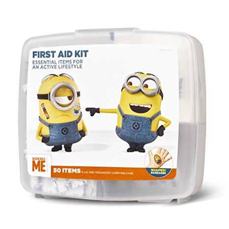 Despicable Me First Aid Kit for Kids with Fun Shaped Bandages | Includes 50 Items Plus One Organized Carrying Case
