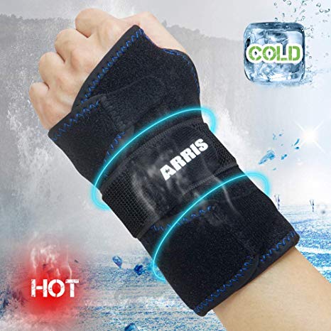 Ice Pack for Wrist Injuries/Hand Brace Wrap with Reusable Gel Pack/Hot Cold Therapy for Pain Relief of Carpal Tunnel, Rheumatoid Arthritis, Tendonitis, Sports Injuries, Swelling, Bruises & Sprains