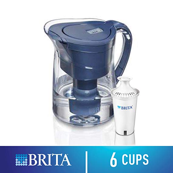 Brita Mini Plus Water Filter Pitcher with 1 Standard Filter, Slate, 6 Cup