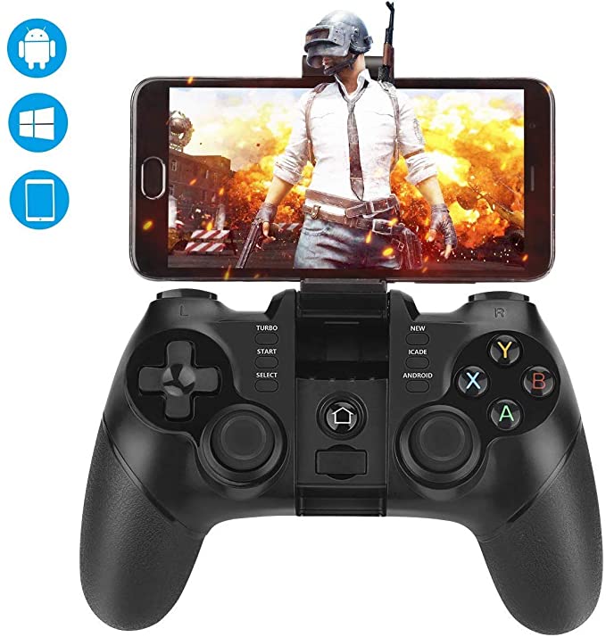 Allnice Mobile Game Controller, 2.4G Wireless Gaming Controllers with Joystick Bluetooth Gamepad Compatible for iOS & Android Phone/ PS3/ PC Win 7/8 /10 /Tablet /Smart TV /TV Box, Black