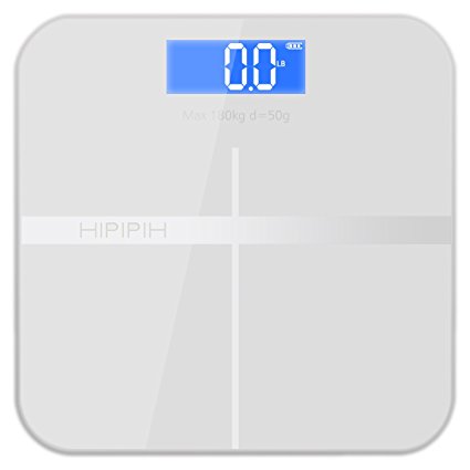 Hippih Health Mini Scale Digital Body Weight Scale with Step-On Technology Measures Weight 400lb/180kg, AAA Glass ,Square 003 (Silver)