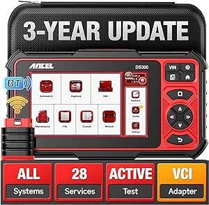 2024 Newest ANCEL DS300 Bidirectional Scan Tool, Wireless OBD2 Scanner Diagnostic Tool with FCA Autoauth/Active Test/All System Diagnose/28  Resets/3-Year Update/Online Customer Service/Android 10.0