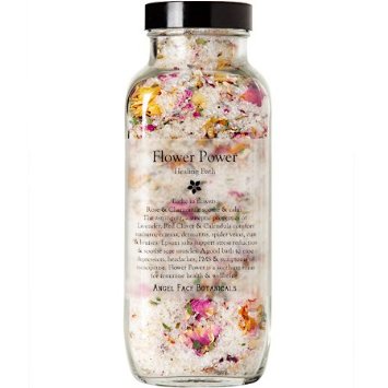 Flower Power Healing Bath Salts and Flowers - Organic Aromatherapy Bath Tea with Essential Oils Relaxing Bath Soak by Angel Face Botanicals
