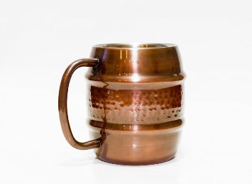 Hammered Copper Moscow Mule Barrel Mug 14oz Double Stainless Steel Lining