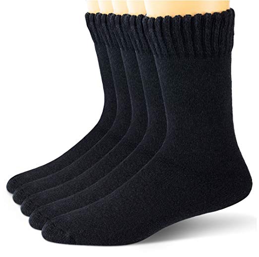 EBMORE Mens Wool Socks Heavy Thick Socks Thermal Fuzzy Warm Comfort Crew Winter Socks 5 Pack