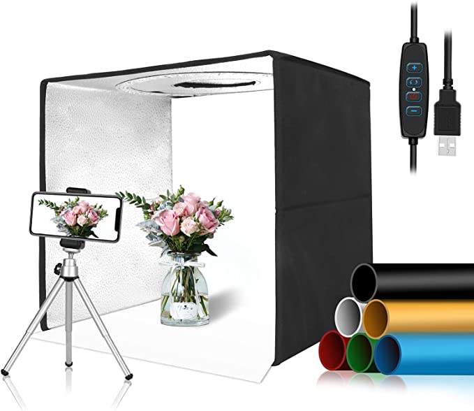 Emart Mini Photo Studio Box, 11.8''/30cm 120 LED Foldable Photobooth with, 3 Light Modes, 11 Brightness Levels, Table Top Shooting Box Kit for Food Product Photography