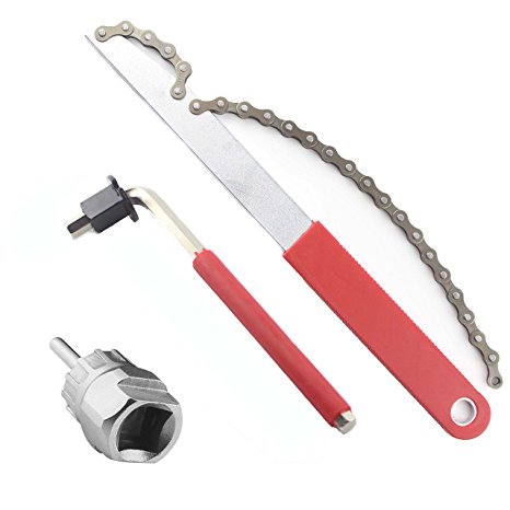 Bike Cassette Removal Tool with Chain whip and Auxiliary Wrench Bicycle Sprocket Removal Tools Sprocket Remover