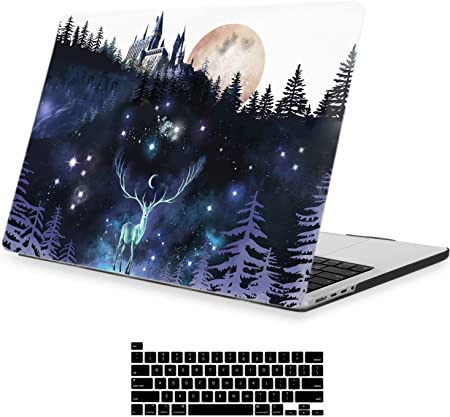 LanBaiLan Compatible with MacBook Pro 14 inch Case 2021 Release Model A2442 with Liquid Retina XDR Display Touch ID, Protective Case & Keyboard Cover for MacBook Pro 14" M1 Pro/Max Chip, Cute Deer