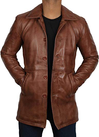 Brown Leather Jacket Men - Natural Distressed Leather Jackets for Men