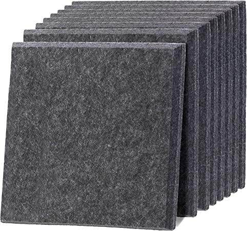 12pcs Acoustic Absorption Panels Set, 12"X12"X0.4" Studio Soundproofing Foam High Density Sound Proof Padding Noise Dampening Sound Blocking Absorbing, Acoustic Treatment Home Office (Dark Grey)