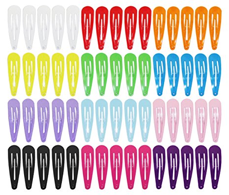 Hipgirl 60 Piece 2 Inch Metal Snap Hair Clips for Hair Bow--Grosgrain Ribbon No Slip Grip Metal Barrettes for Girls Teens Toddlers Babies Children Kids Women Adults Beauty Accessories Assorted Color