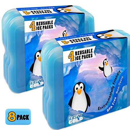 Ice Pack Freezer For Lunch Box Containers Coolers | Reusable For Kids Adults Cold Storage Packs 8 Count