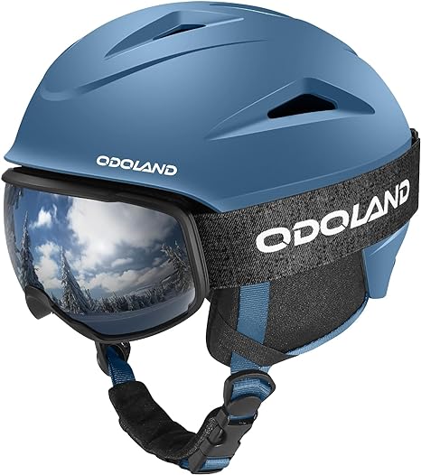 Odoland Snowboard Helmet, Ski Helmet with Ski Goggles for Adults, Durable PC Shell & EPS Foam, Safety Snow Helmets and Protective Goggles for Men Women Youth