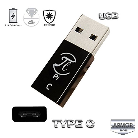 Type C Adapter. Pi Armor USB3.0, USB2.0 Compatible. One USB-A Male to Type C Female, USB-C (Type C) Converter. Fashion polish piano black color. Quick Charge & fast digital data transfer.