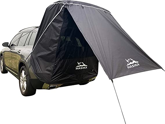 Tailgate Shade Awning Tent for Car Camping Road Trip Essentials Midsize to Full Size SUV Van Waterproof UPF 50  Black(Large)