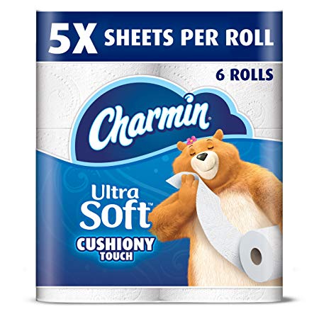 Charmin Ultra Soft Toilet Paper, Family Mega Roll with Cushiony Touch (5X More Sheets*), 6 Count