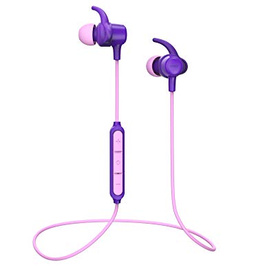 Wireless Headphones, WRZ S8 Bluetooth 5.0 Earbuds with Microphone Magnetic IPX6 Sweatproof Sport Running Workout Gym Travelling 10 Hrs Playtime Earphones for Android iOS Cell Phones (Purple Pink)