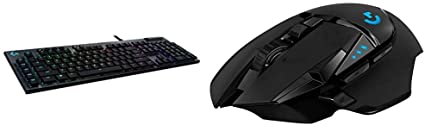 Logitech G815 Lightsync RGB Mechanical Gaming Keyboard - Carbon & G502 LIGHTSPEED Wireless Gaming Mouse, HERO 16K Sensor, 16,000 DPI, RGB, Adjustable Weights - Black