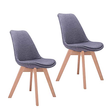 CO-Z Mid Century Modern Dinning Chairs, Modern Eames DSW Eiffel Side Chair for Kitchen (Sets of 2, Grey)