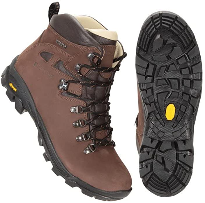 Mountain Warehouse Excalibur Mens Waterproof Boots - Breathable Walking Shoes, Leather Upper, Vibram Sole Hiking Boots, Antibacterial -for Travelling & Walking