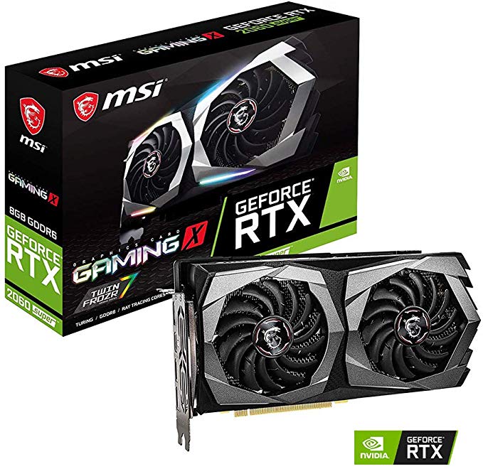 MSI NVIDIA GEFORCE RTX 2060 SUPER GAMING X Graphics Card '8GB GDDR6, 1695Hz, RGB Mystic Light, 3x DisplayPort, HDMI, Dual Fan Cooling System'