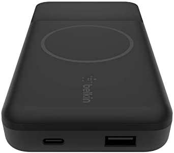 Belkin Wireless Portable Charger Power Bank Compatible with MagSafe, 10000 mAh with 7.5W Wireless Charging and 18W USB C Power Delivery in/Out Port for iPhone 12, Pro, Max, Mini and More