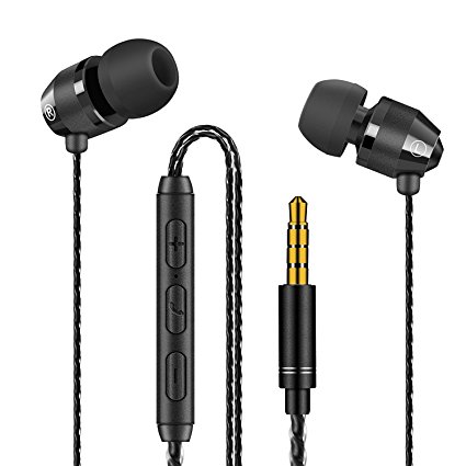 Earphones Modohe Heavy Bass Dynamic Driver Headphones Line-in Microphone and Remote, In-ear Sports Headset with Anti-tangle Triple Cord For Running Gym iOS Android Phones Music Player iPhone