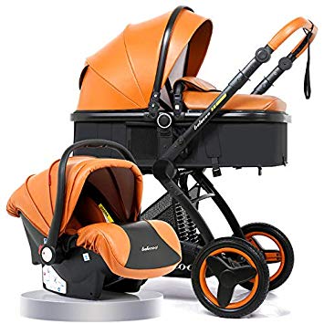 PU Luxury car seat Stroller Baby 3 in 1 Baby 2 in 1 Baby Safe Folding Stroller Chair for Dolls Accessories