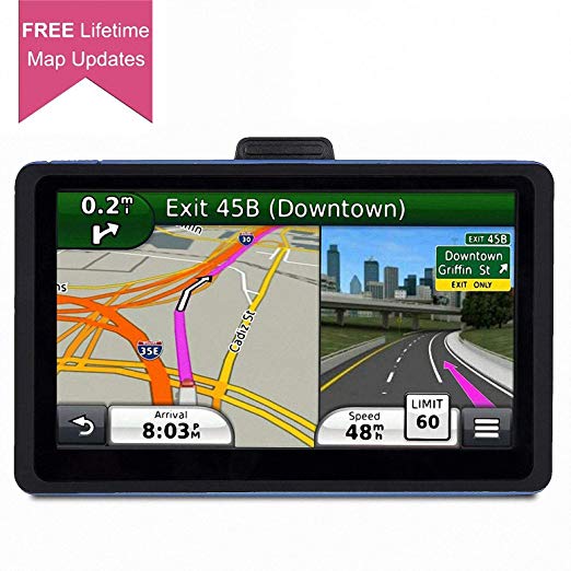 Car GPS, 7 inches 8GB Navigation System for Cars Lifetime Map Updates Touch Screen Real Voice Direction Vehicle GPS Navigator