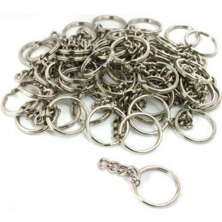 1 X 50 Key Chain Craft Wallet Nickel Plated Findings 28mm New