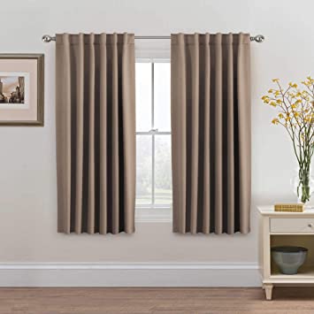 H.VERSAILTEX Blackout Curtains Thermal Insulated Window Treatment Panels Room Darkening Blackout Drapes for Living Room Back Tab/Rod Pocket Bedroom Draperies, 52 x 63 Inch, Warm Taupe, 2 Panels