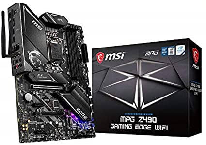 MSI MPG Z490 GAMING EDGE WIFI Motherboard ATX, LGA1200, DDR4, LAN, 802.11ax WiFi 6   Bluetooth 5.1, USB 3.2, Lightning USB, Type C, M.2, RGB, DisplayPort, HDMI, Gen 4 Ready, 10th Gen Intel Core