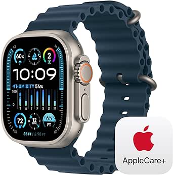 Apple Watch Ultra 2 [GPS   Cellular 49mm] Smartwatch with Rugged Titanium Case & Blue Ocean Band One Size. Fitness Tracker, Precision GPS, Action Button, Bright Retina Display w/ AppleCare  (2 Years)