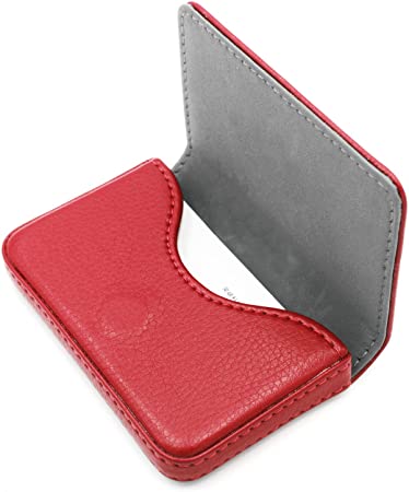 RFID Blocking Wallet - Minimalist Leather Business Credit Card Holder with Magnetic - Red