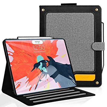Skycase iPad Pro 12.9 Case 2018, iPad Pro 12.9 3rd Generation Case, [Support Apple Pencil Charging] Auto Dormancy Multi-Angle Viewing Stand Folio Case for Apple iPad Pro 12.9 inch 2018 Version, Black