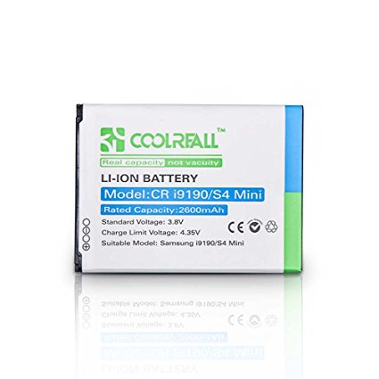 Coolreall 2600mAh Replacement Battery for Samsung Galaxy S4 Mini, i9190 (NFC Capable)