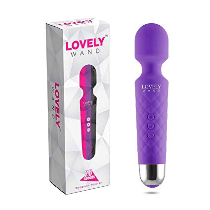 LOVELY Wand Massager Wireless Handheld Personal Body Therapeutic Massager with 8 Powerful Speeds and 20 Modes Cordless Electric Wand Massager Magic Waterproof Portable (Purple)