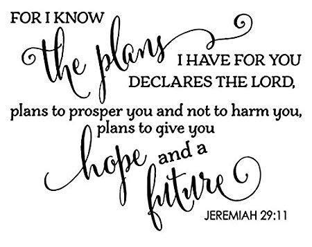 JS Artworks For I know the plans I have for you declares the Lord. Vinyl Wall Art Decal Sticker