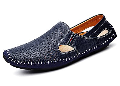 Noblespirit Men's Driving Shoes Leather Fashion Slipper Casual Slip On Loafers Shoes In Summer