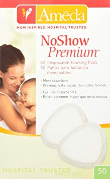 Ameda Noshow Premium Disposable Nursing Pads 50-Count, Helps Prevent Breast Milk Leaks Onto Clothing, High-Absorbency Disposable Nursing Pads, for Single Wear Use, Discreetly Fits into Most Bra Styles