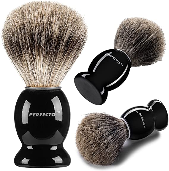 Perfecto 100% Pure Badger Shaving Brush With Black Handle-Engineered to deliver the Best Shave of Your Life!!! No Matter what method you use, Safety Razor, Double Edge Razor, Straight Razor or Shaving Razor, This is the Best Badger Brush!!!