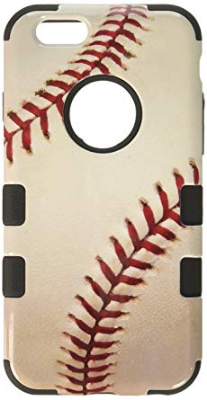 Asmyna Tuff Hybrid Protector Cover for iPhone 6 - Retail Packaging - Baseball Sports Collection/Black