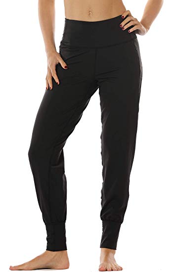 icyzone Workout Joggers Pants for Women - High Waisted Exercise Athletic Running Leggings with Pockets