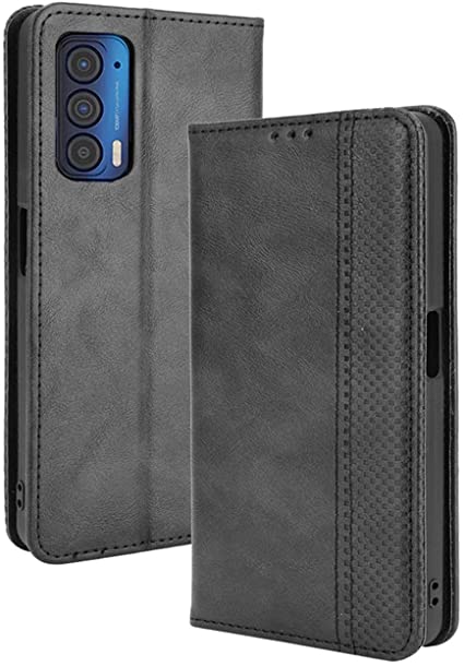 Moto Edge 2021 Case,DAMONDY for Motorola Edge 5G UW Flip Case with Credit Card Holder for Women Men, Leather Wallet Purse Magnetic Closure Case Compatible with Motorola Edge 2021 -Black